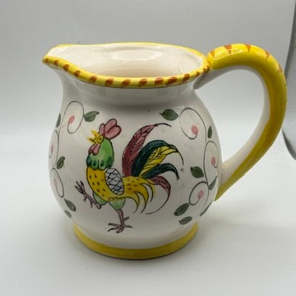 Ceramic Rooster Pitcher Jug Hand Painted Japan Colorful Country Decor Vintage